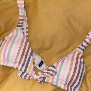 Madewell Stripe Tie Front Bikini Top